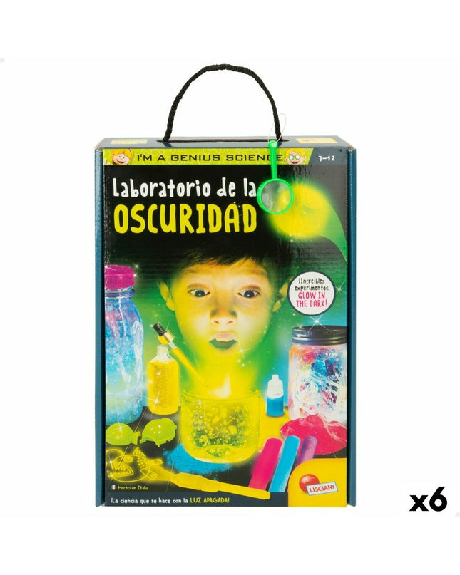 Lisciani Giochi Wetenschapsspel laboratory set with dark theme, includes six educational science toys for learning and play.