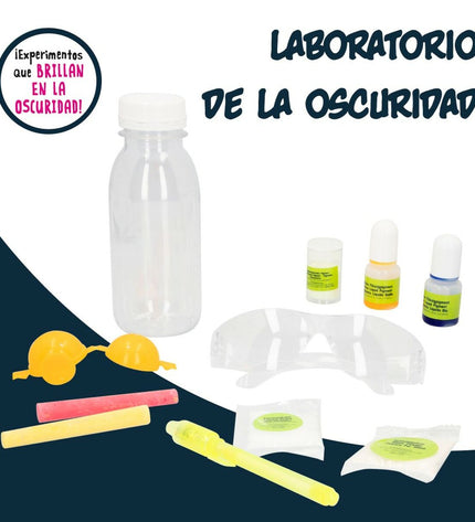 Lisciani Giochi Wetenschapsspel Lab de la Oscuridad, educational toy set with six science experiment kits for learning and fun.