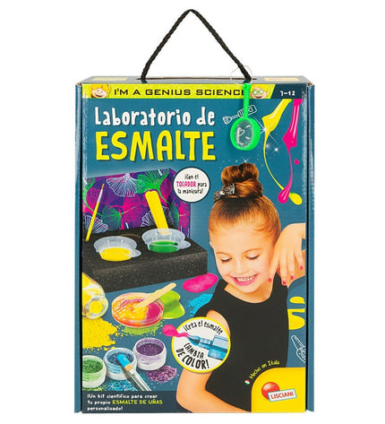Lisciani Giochi Wetenschapsspel lab set with six educational toy kits for learning about nail polish and science experiments.
