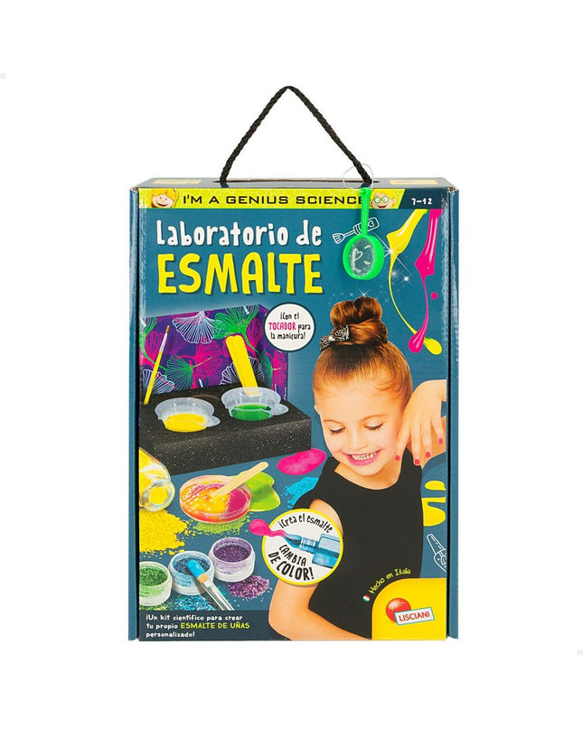 Lisciani Giochi Wetenschapsspel lab set with six educational toy kits for learning about nail polish and science experiments.