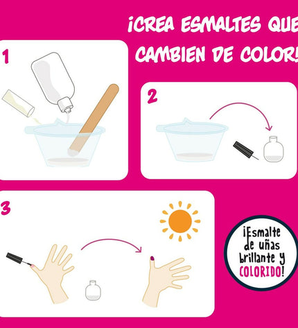 Set of six Lisciani Giochi science lab kits for kids, featuring colorful toy nail polish bottles for educational play.