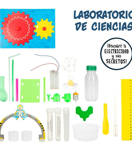 Set of six Lisciani Giochi science lab toys for educational play, featuring colorful scientific tools and experiments.