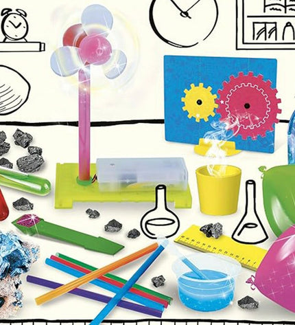 Set of six Lisciani Giochi science lab toys for kids, educational games promoting learning and exploration in science.