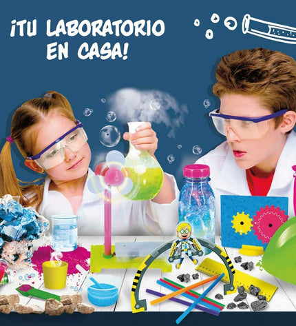Set of six Lisciani Giochi science lab toys for educational play, featuring colorful scientific experiment tools and materials.