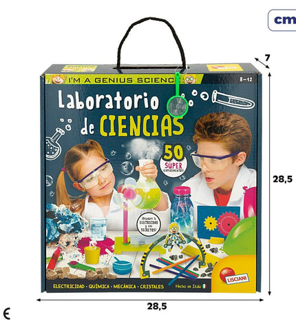 Set of six Lisciani Giochi science lab toys for educational play, featuring colorful laboratory equipment and learning materials.