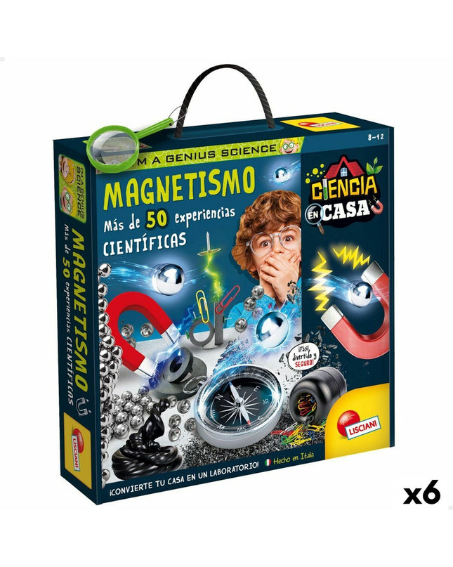 Set of six Lisciani Giochi Magnetismo science toys for learning and educational play, featuring colorful magnetic components.