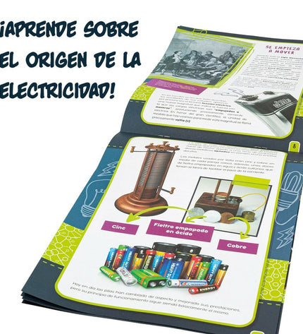 Lisciani Giochi Wetenschapsspel Electricidad set with six educational toys for learning electricity concepts, designed for kids.