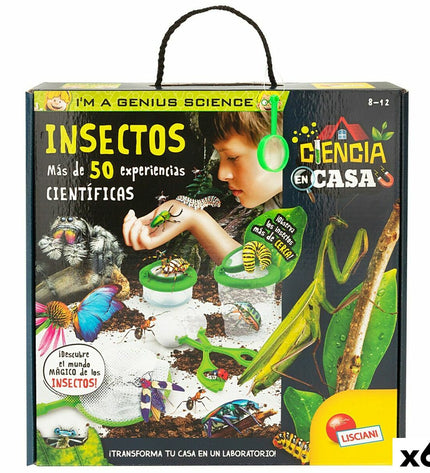 Set of six insect-themed educational science games by Lisciani Giochi, designed for learning and play with children.