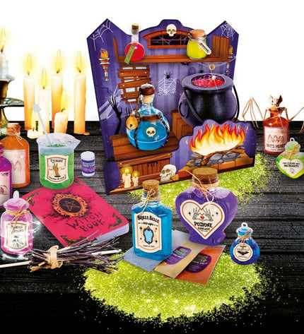 Lisciani Giochi Wetenschapsspel La casa de las brujas, educational toy set with six colorful game pieces for learning and play.