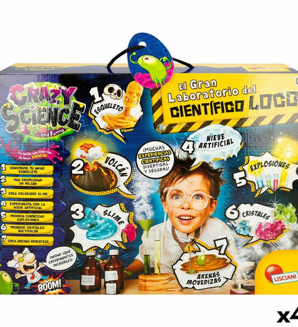Lisciani Giochi Wetenschapsspel El Gran Laboratorio del Científico Loco set with four educational science toys.