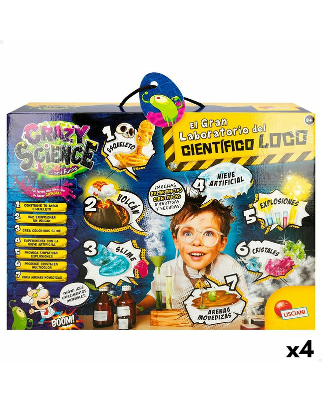 Lisciani Giochi Wetenschapsspel El Gran Laboratorio del Científico Loco set with four educational science toys.