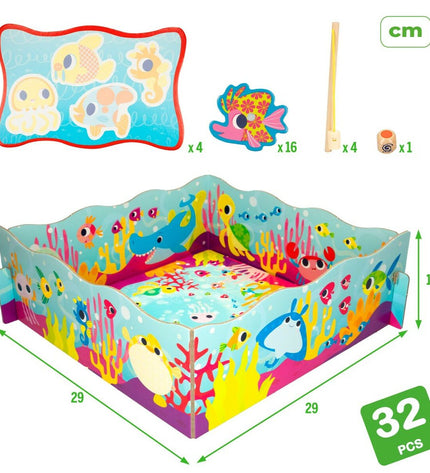Lisciani Giochi Montessori Vissen game set with six colorful fish toys for educational play and learning activities.