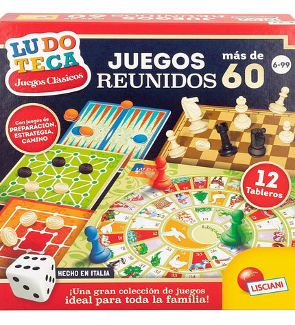 Lisciani Giochi Juegos reunidos board game set with 10 colorful games, featuring compact 26x26 cm size for children’s play.
