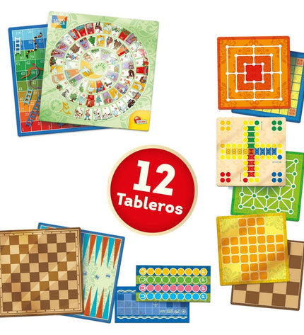 Set of ten Lisciani Giochi board games and card games, colorful packaging, ideal for family fun, 26x26 cm size.