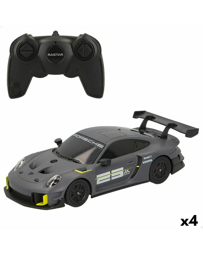 Four Porsche GT2 RS Clubsport remote control toy cars, 1:24 scale, detailed miniature vehicles for play and collection.