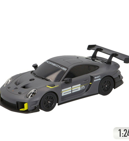 Set of four Porsche GT2 RS Clubsport remote control toy cars in 1:24 scale, detailed miniature vehicles for play and collection.