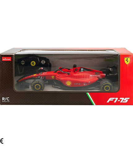 Two Ferrari remote-controlled toy cars in red with black accents, designed for play and entertainment.