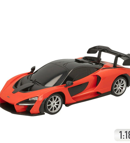 Two McLaren remote-controlled toy cars in red with detailed design, perfect for children’s play and imaginative racing.