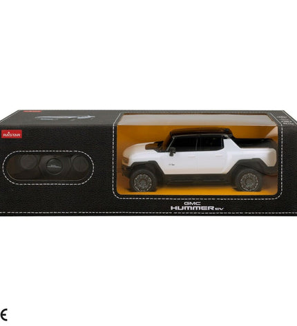 Four Hummer EV remote control toy cars in 1:26 scale, detailed plastic vehicles for play and collection