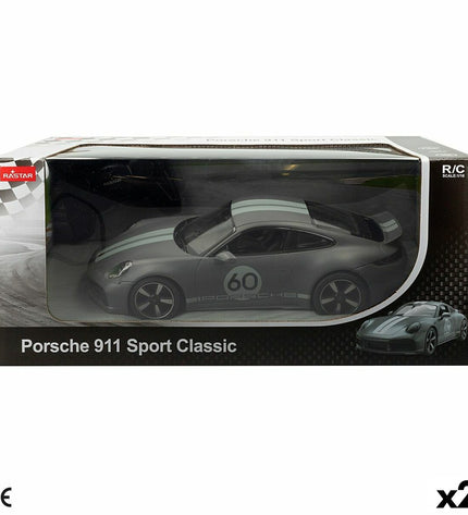 Two Porsche 911 remote control police cars in 1:16 scale, detailed toy vehicles for play and collection.