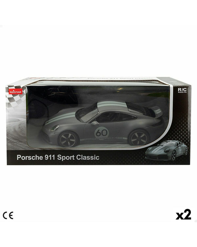 Two Porsche 911 remote control police cars in 1:16 scale, detailed toy vehicles for play and collection.