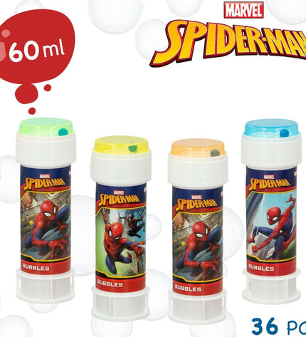 Spider-Man Bellenblazer 60 ml toy with colorful bubble solution, ideal for outdoor play, featuring Spider-Man branding.