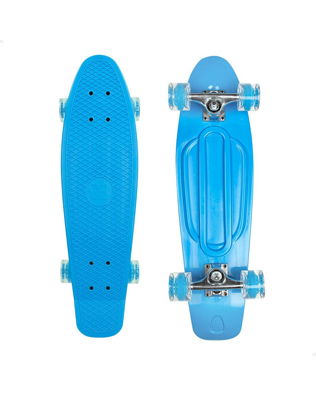 Two blue Colorbaby skateboards for children, featuring colorful deck designs, suitable for outdoor play and sports activities.