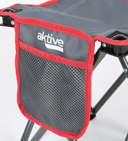 Set of four Aktive collapsible camping stools in gray, measuring 30x32x30 cm, suitable for outdoor camping and hiking.