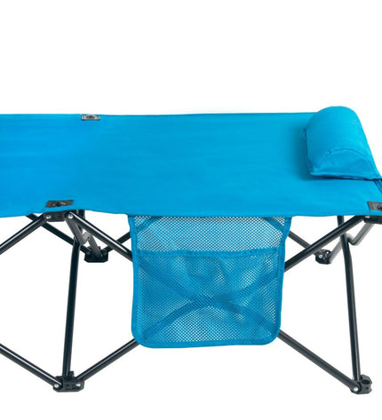 Pair of Aktive blue camping folding beds, 178x62x38 cm, lightweight outdoor sleeping solutions for camping and outdoor activities.