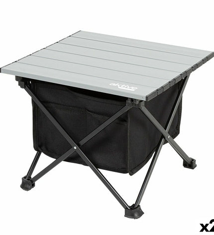 Two Aktive camping folding tables, 38x30x34 cm, lightweight and portable for outdoor camping and hiking activities.