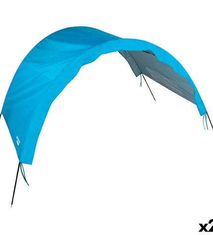 Blue Zonnetent Aktive beach tent in polyester, 360x120x150 cm, suitable for outdoor camping and beach activities.