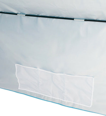 Aktive Zonnetent in blauw, polyester, suitable for outdoor camping and beach activities, measuring 360x120x150 cm.