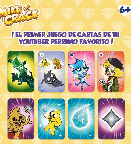 Set of six Mikecrack card games, colorful toy and game accessories featuring popular character designs, perfect for kids' entertainment.
