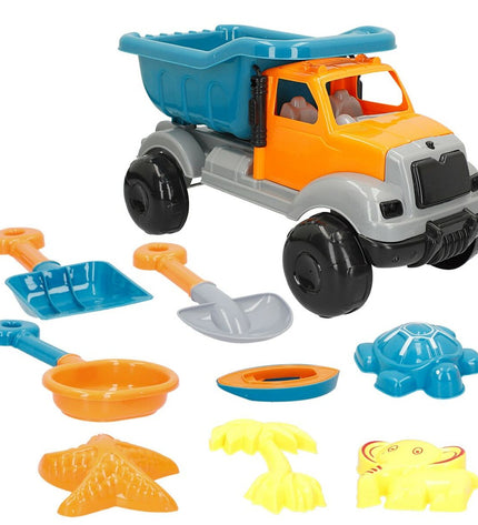 Colorbaby strandspeelgoedset with 4 colorful, soft plastic strands for outdoor play, measuring 40x22x20 cm.