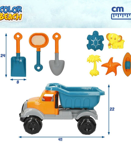 Colorbaby strandspeelgoedset with four colorful pieces, suitable for outdoor play and sports, measuring 40x22x20 cm.
