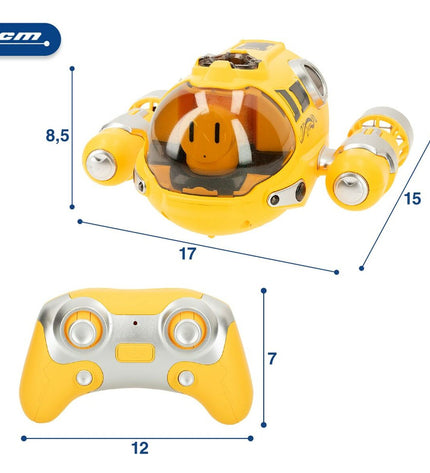 Two Colorbaby remote-controlled toy boats in vibrant colors, designed for children, shown on a plain background.