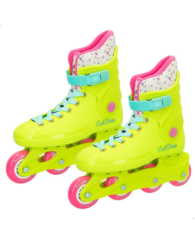 Colorbaby yellow inline skates for kids, size 36-37, designed for sport and urban mobility, shown in a close-up image.
