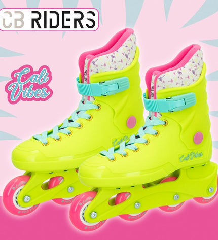Colorbaby yellow inline skates for size 36-37, sport and outdoor mobility, shown with four pairs in the image.
