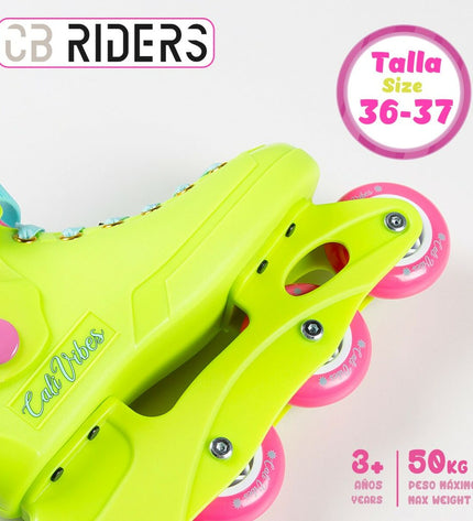 Colorbaby yellow inline skates for kids in size 36-37, featuring four pairs, designed for urban mobility and outdoor sports.