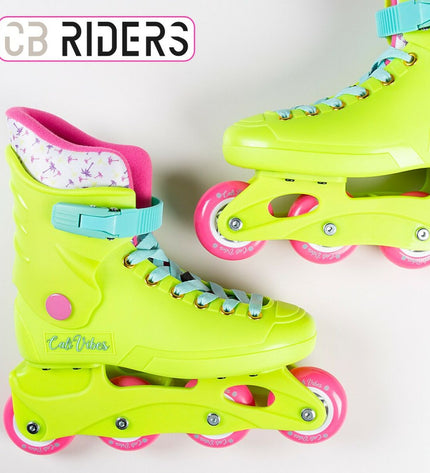 Colorbaby yellow inline skates for kids, size 36-37, shown in a sporty outdoor setting, ideal for urban mobility and outdoor activity.