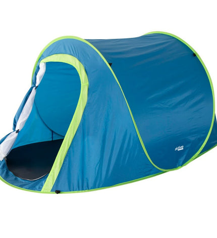 Two Aktive camping tents measuring 120x95x220 cm, suitable for outdoor camping and hiking, set up outdoors.