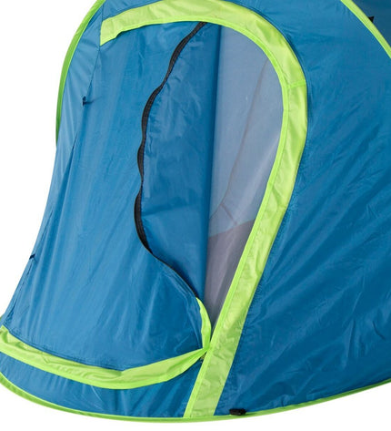 Pair of Aktive Kampeertent Aktive camping tents in green, 120x95x220 cm, suitable for outdoor camping and hiking adventures.