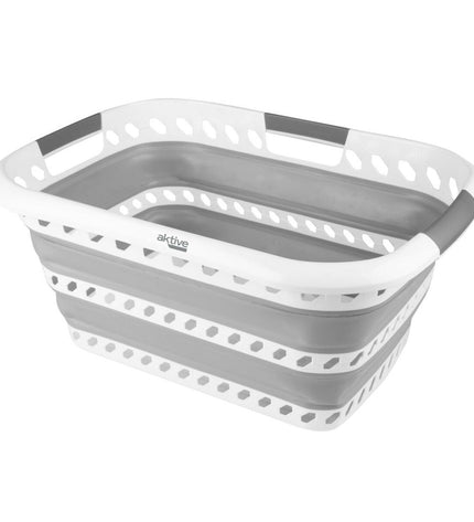 Set of four Aktive collapsible storage baskets made of polypropylene and TPR, measuring 61 x 28 x 43 cm for home organization.