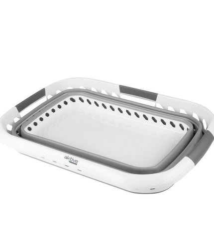 Set of four Aktive folding laundry baskets made of polypropylene and TPR, measuring 61x28x43 cm, ideal for home organization.