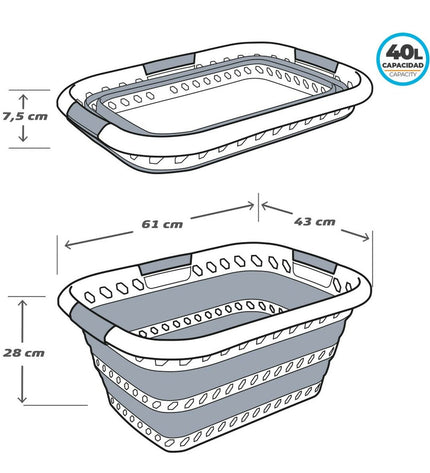 Set of four Aktive foldable laundry baskets in polypropylene and TPR, measuring 61x28x43 cm for home storage and organization.