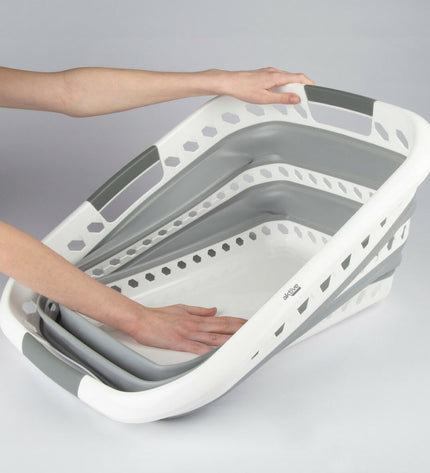 Set of four Aktive folding laundry baskets made of polypropylene and TPR, measuring 61 x 28 x 43 cm for home storage and organization.
