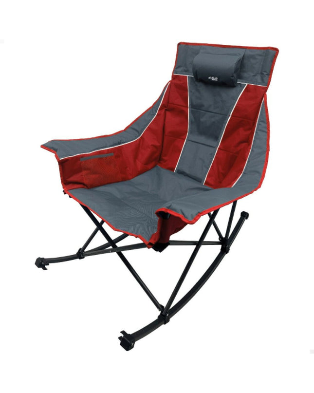 Two Aktive foldable camping chairs in black, lightweight outdoor chairs for camping and hiking, shown in folded and unfolded positions.