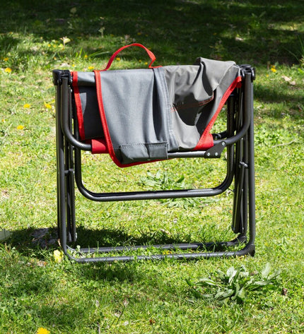 Two Aktive foldable camping chairs in black, lightweight outdoor seating with armrests, suitable for camping and outdoor activities.