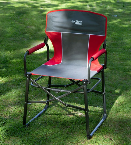 Pair of Aktive foldable camping chairs in black, lightweight outdoor seating with 54x92x49 cm dimensions, suitable for camping and hiking.