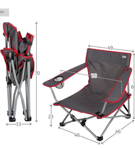 Set of four Aktive portable camping chairs in black, foldable design perfect for outdoor camping and hiking activities.
